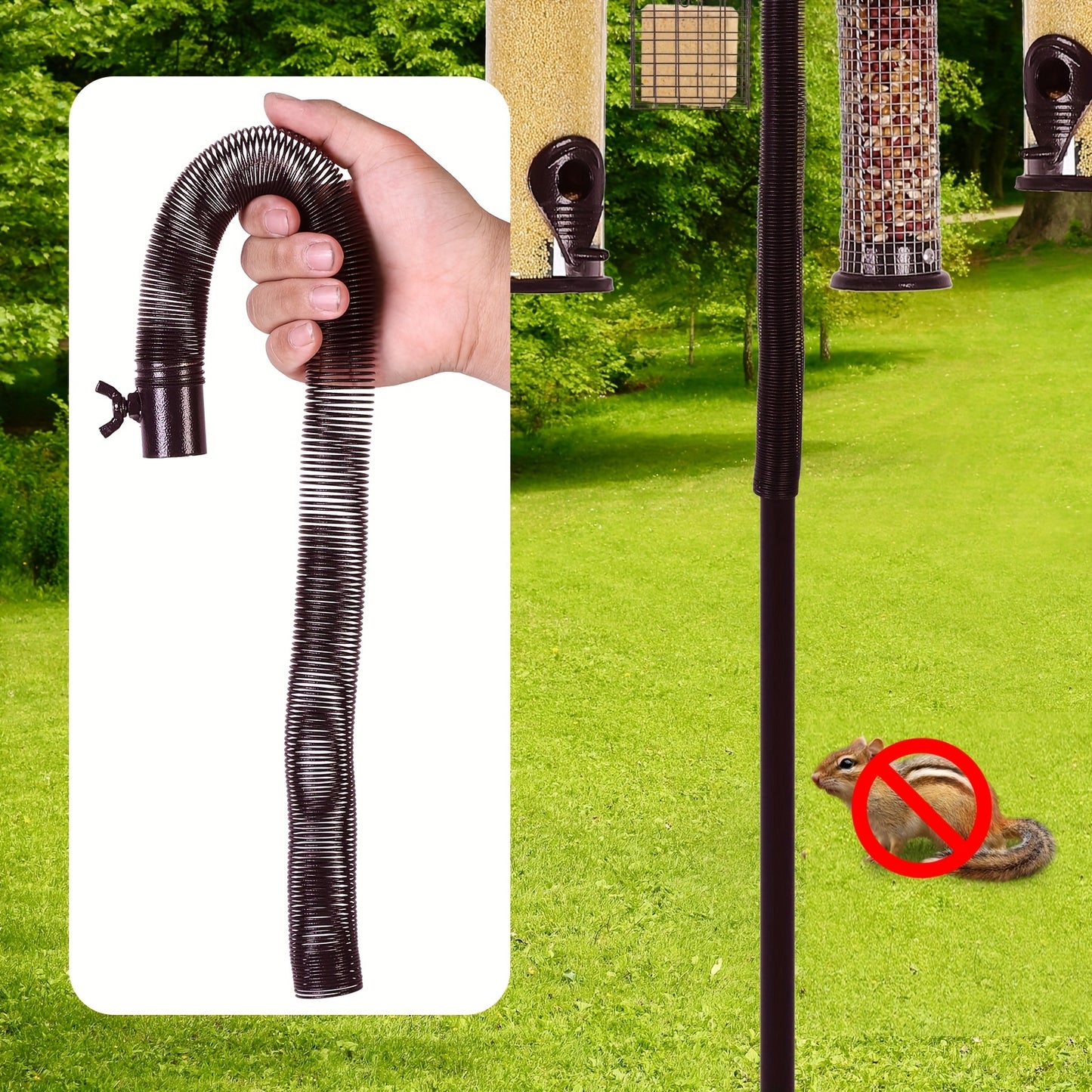 12 Hook Bird Feeder Kit Wild Bird Feeder Stand Pole with Water Bowl Mesh Tray and Squirrel Guard Baffle 94 Inch