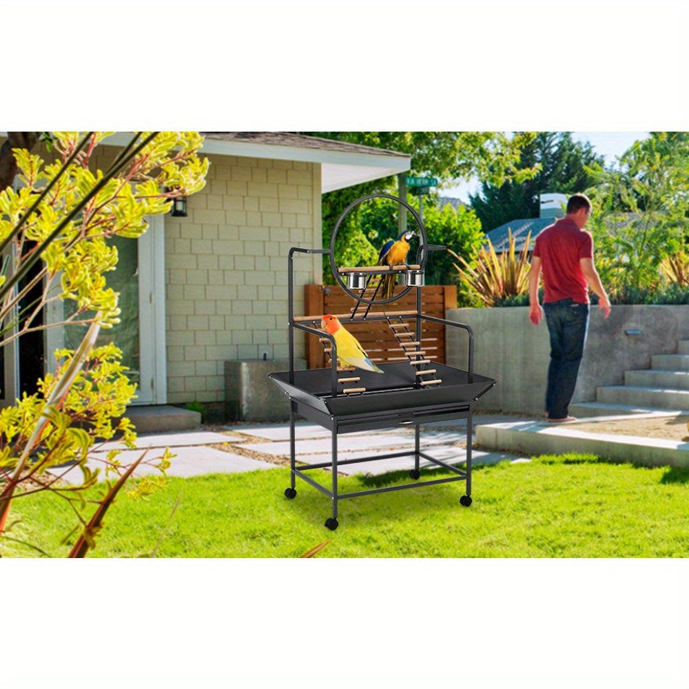 MERXENG Parrot Playstand With Wheels Heavy Duty Center