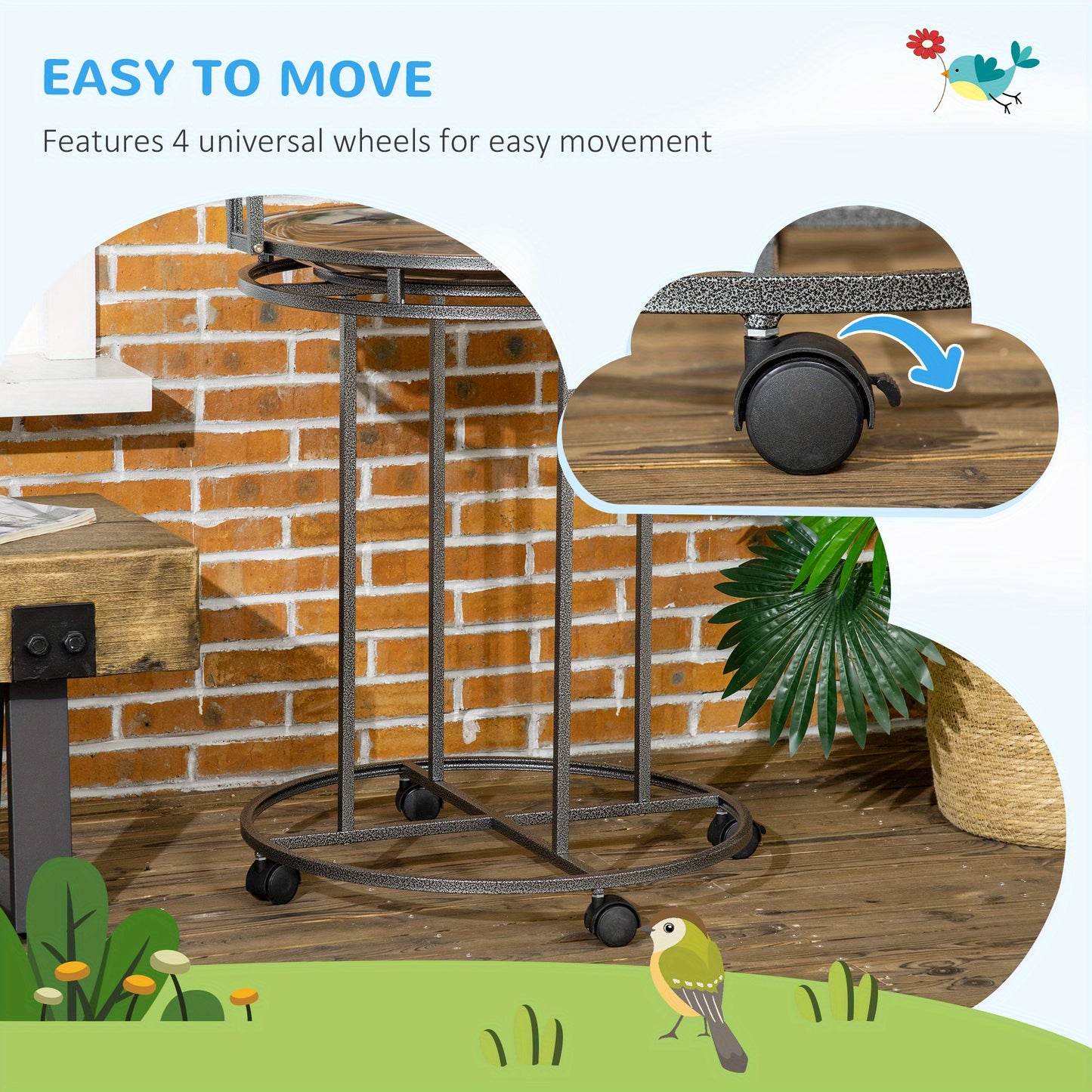 1pc PawHut Stainless Steel Parrot Stand with Toy Hook