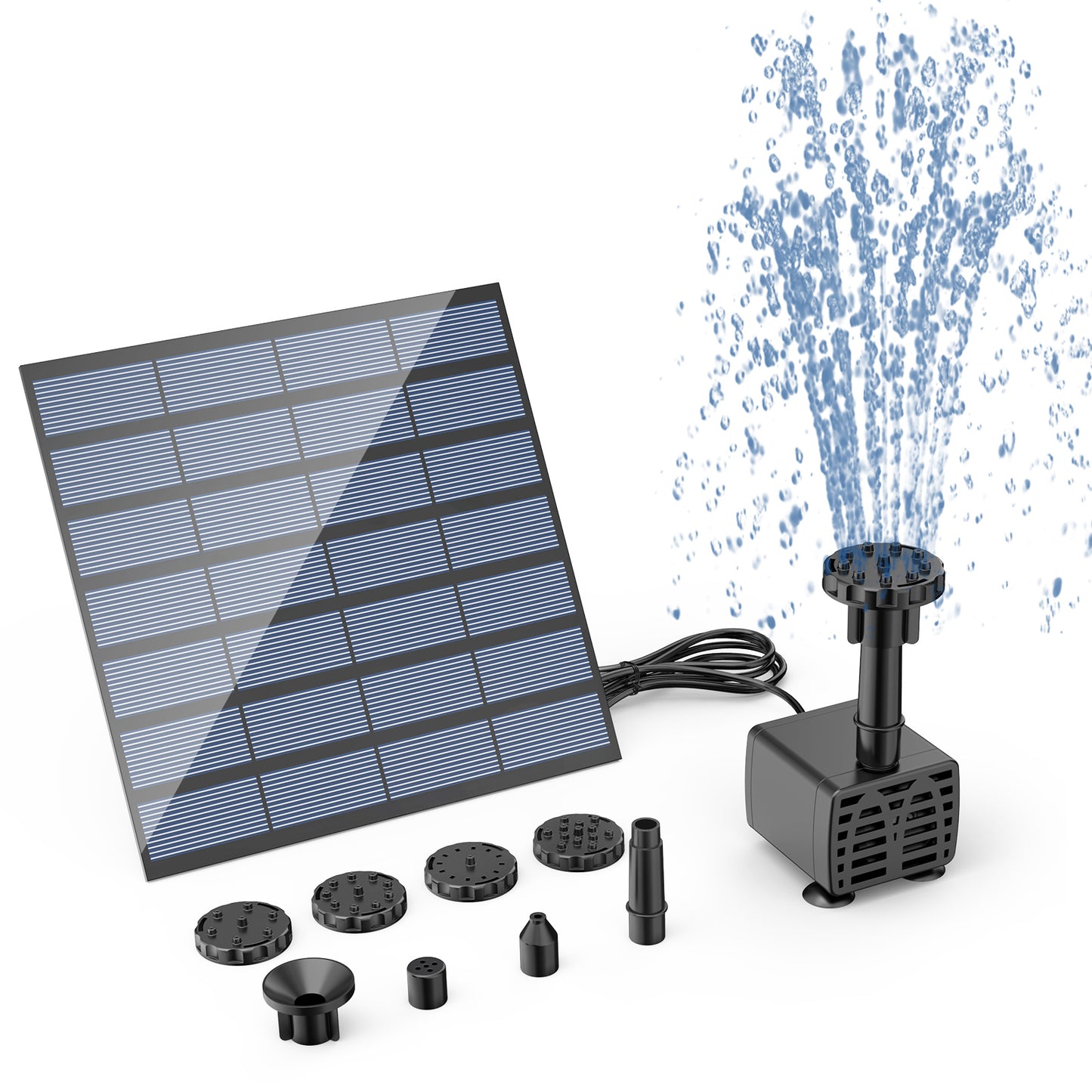 AISITIN 1.5W 2.5W 3.5W Solar Water Pump Kit Outdoor Solar Powered Fountain Pump with 6 Nozzles for Bird Bath Ponds Garden Fish Tank Eco-Friendly DIY Water Feature for Home and Backyard