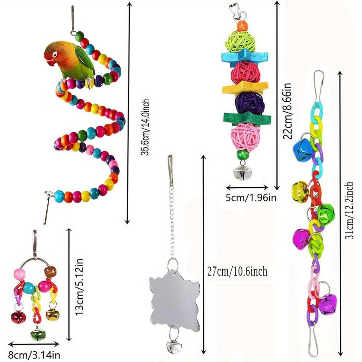 Bird Parakeet Cockatiel Toys Hammock Swing Climbing Ladders Wooden Perch Chewing Toy for Budgerigar Conures Love Birds Budgies