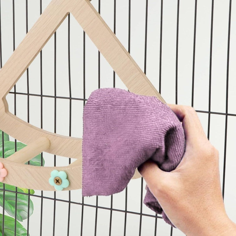 Wood Multilayer Bird Swing Playground With Chew Toys