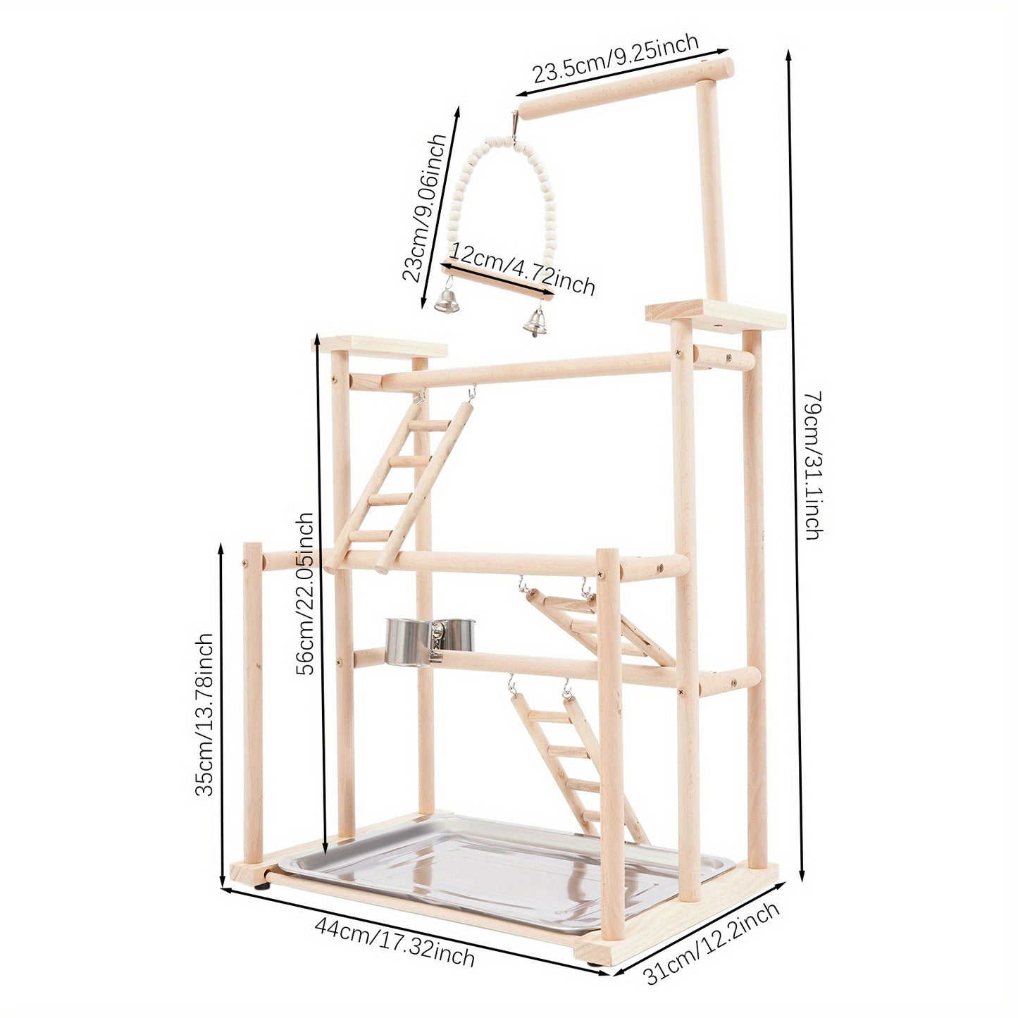 OUKANING Three Tier Bird Playstand Parrot Perch Gym