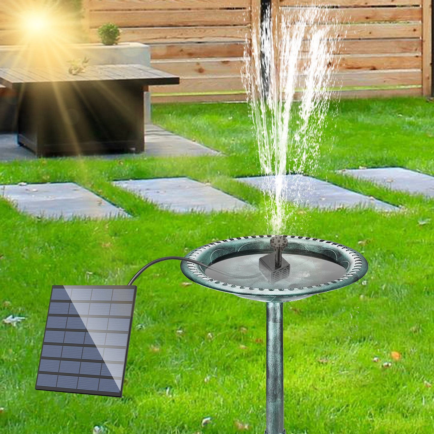AISITIN 1.5W 2.5W 3.5W Solar Water Pump Kit Outdoor Solar Powered Fountain Pump with 6 Nozzles for Bird Bath Ponds Garden Fish Tank Eco-Friendly DIY Water Feature for Home and Backyard