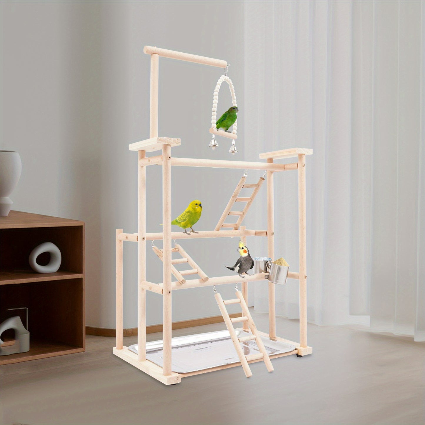 OUKANING Three Tier Bird Playstand Parrot Perch Gym