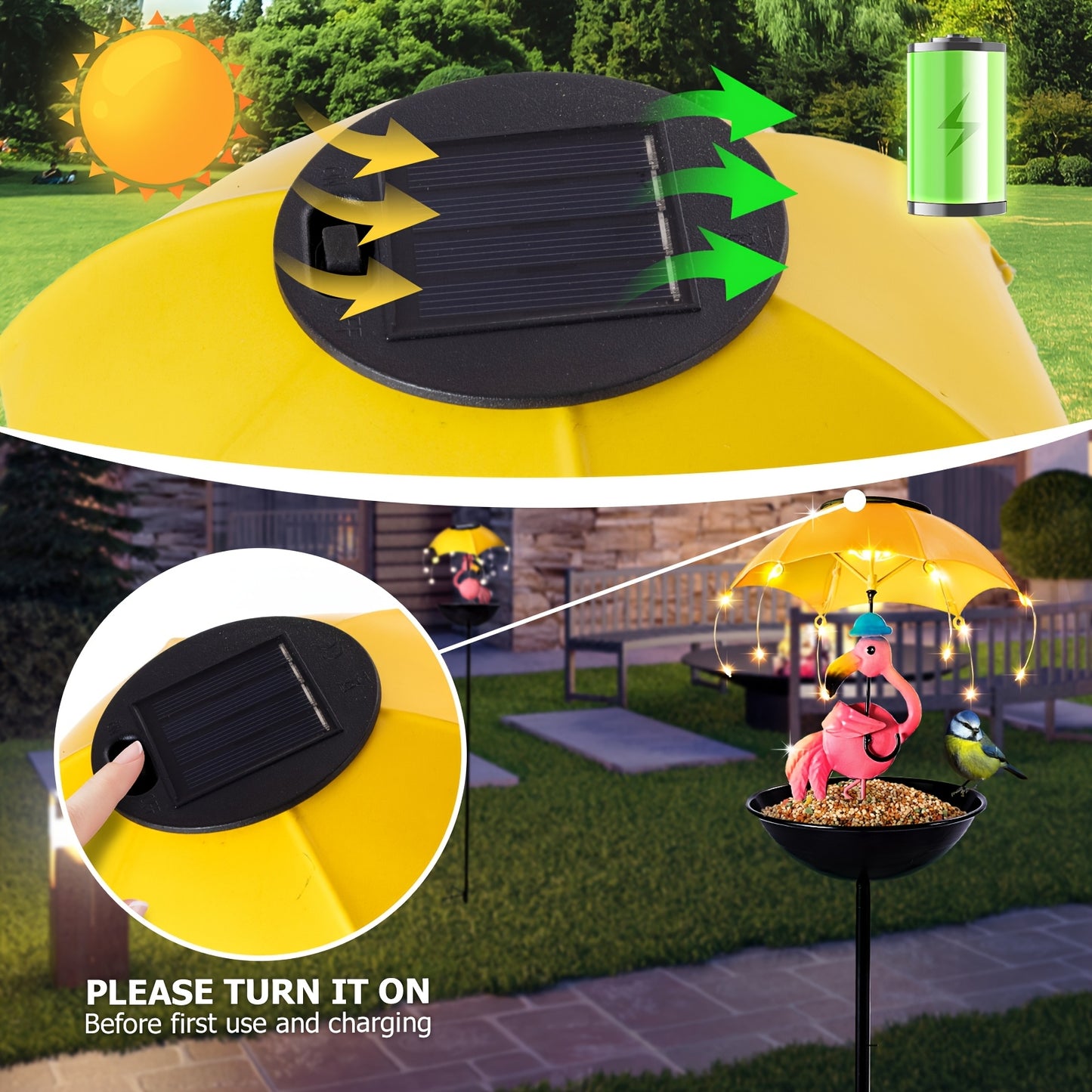 Solar Powered Animal Statue Light Hummingbird Squirrel