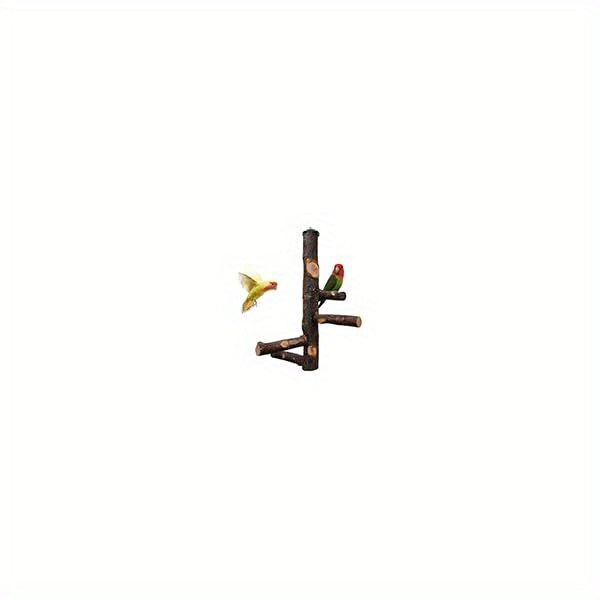 Bird Playground Parrot Perch Stand Toys Wood Play Gym Activity Center Exercise Playpen Ladder Swing with Feeder Cups Chewing Toy and Tray