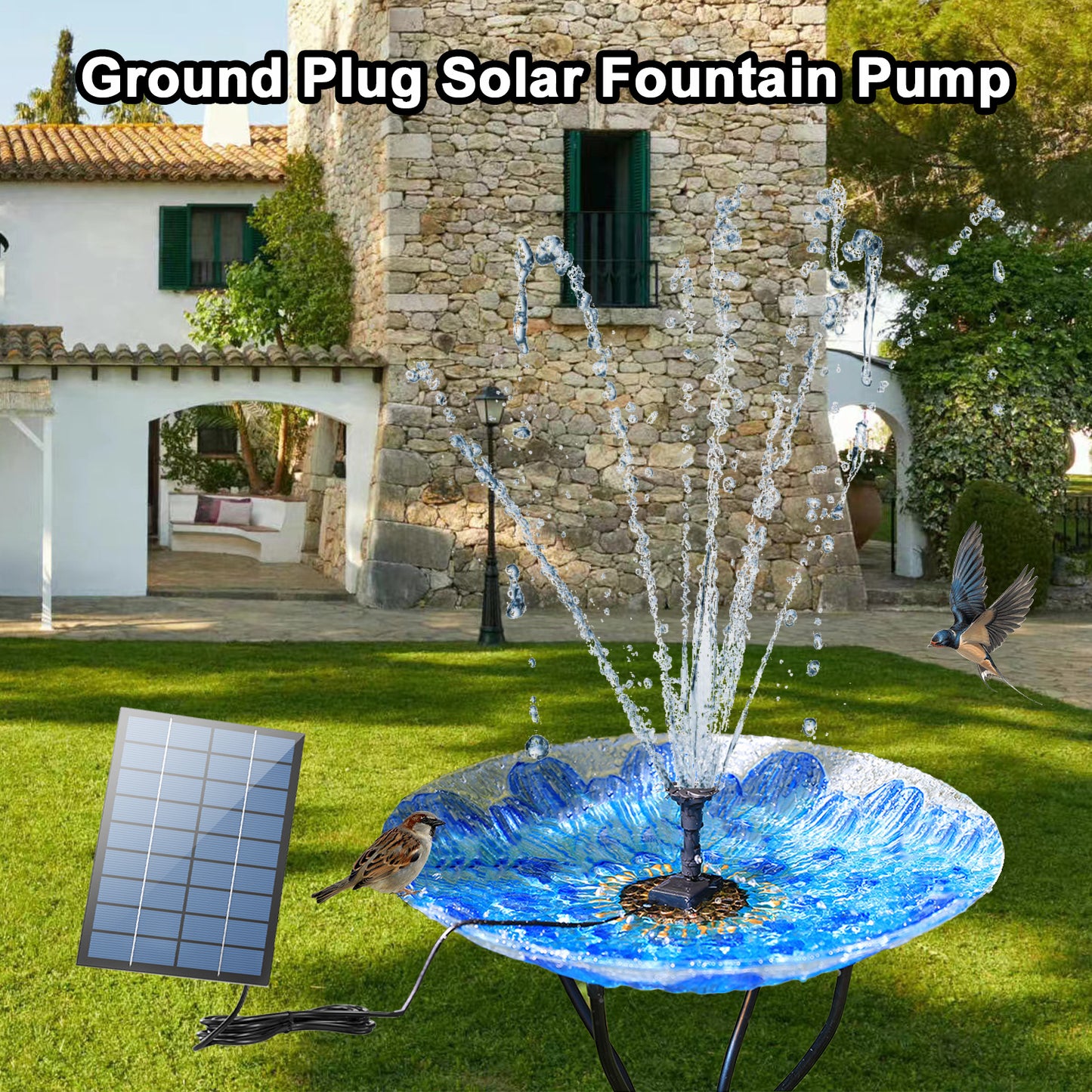 AISITIN 1.5W 2.5W 3.5W Solar Water Pump Kit Outdoor Solar Powered Fountain Pump with 6 Nozzles for Bird Bath Ponds Garden Fish Tank Eco-Friendly DIY Water Feature for Home and Backyard
