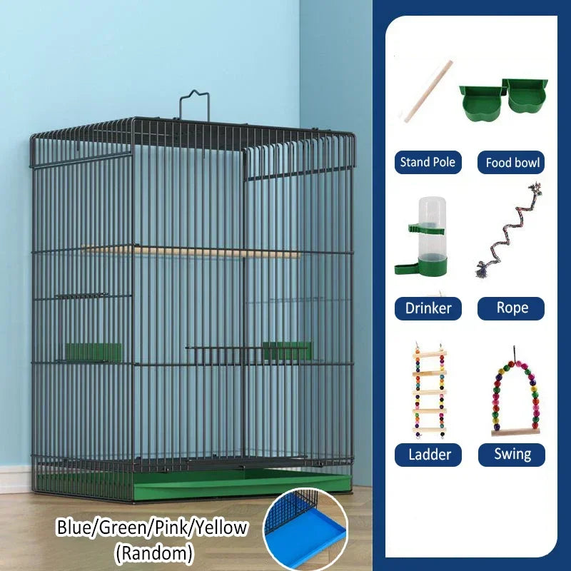 Large Bird Cage Breathable Breeding Parrot Cage Strong Standing Flying Many Birdcage with Bottom Tray Pigeon Cage Bird House Nest