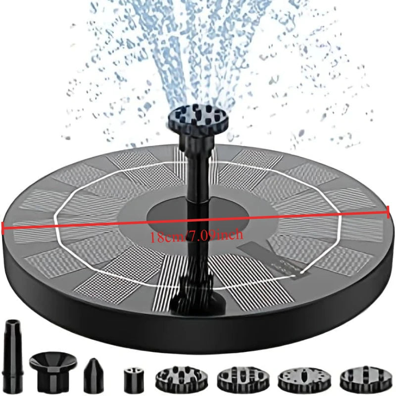 1.5W Solar Fountain Pump with 6 Nozzles for Ponds