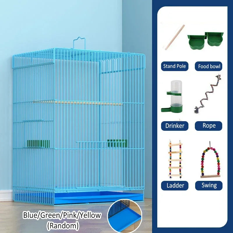 Large Bird Cage Breathable Breeding Parrot Cage Strong Standing Flying Many Birdcage with Bottom Tray Pigeon Cage Bird House Nest
