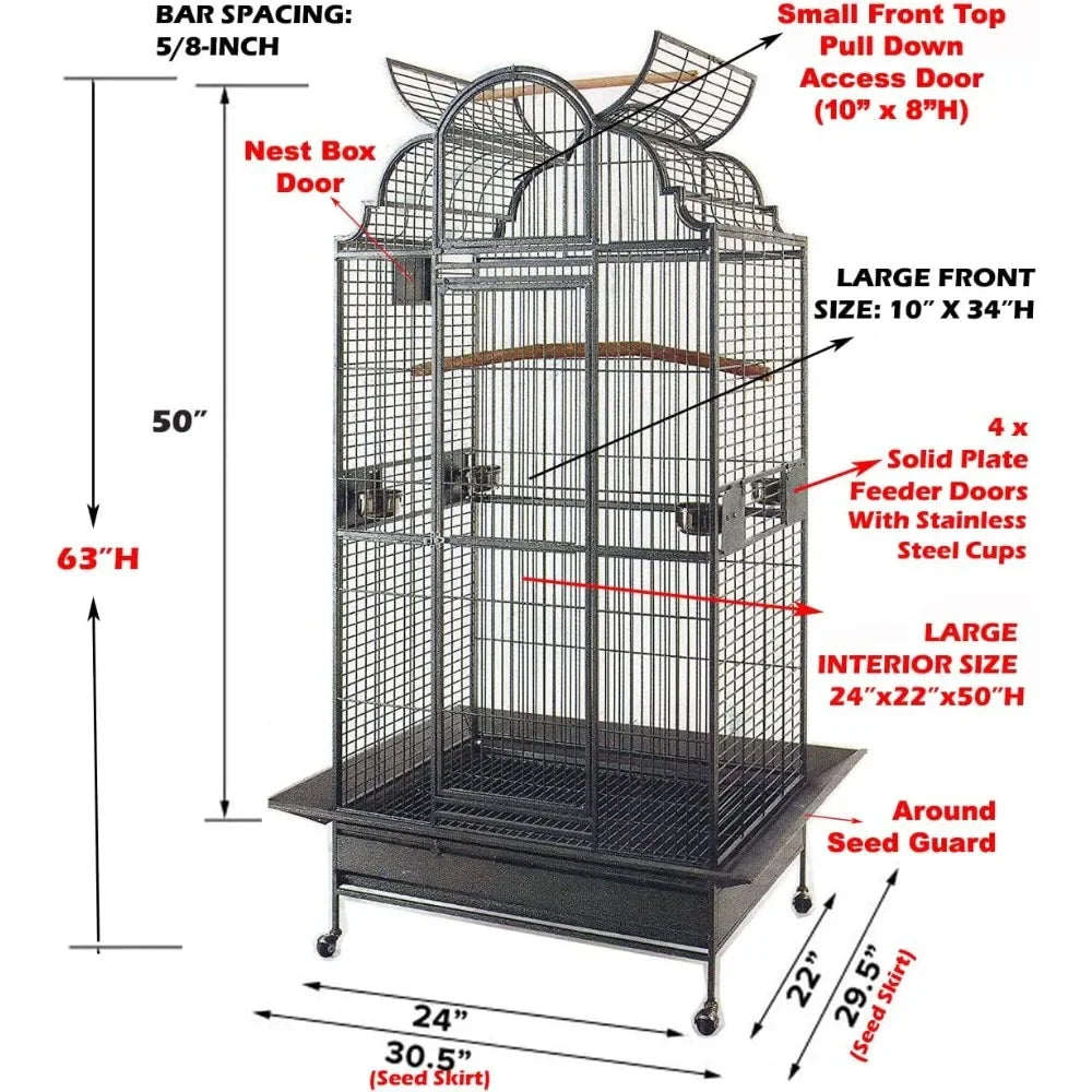 Large Stylish Play Dome Top Durable Wrought Iron Cage