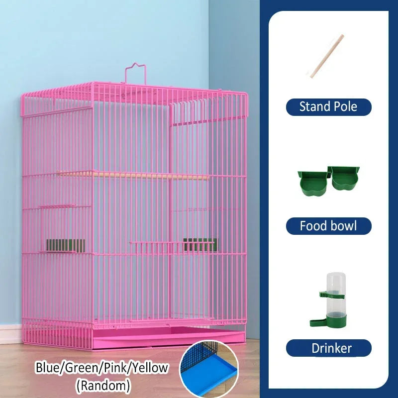 Large Bird Cage Breathable Breeding Parrot Cage Strong Standing Flying Many Birdcage with Bottom Tray Pigeon Cage Bird House Nest