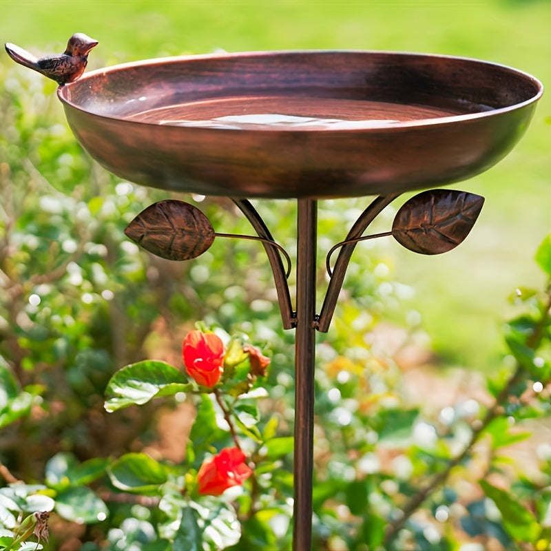 Garden Metal Bird Bath 12 Inch Bowl with 5 Prong Base Stake Vintage Outdoor Cast Iron Birdbath Standing Bird Feeder