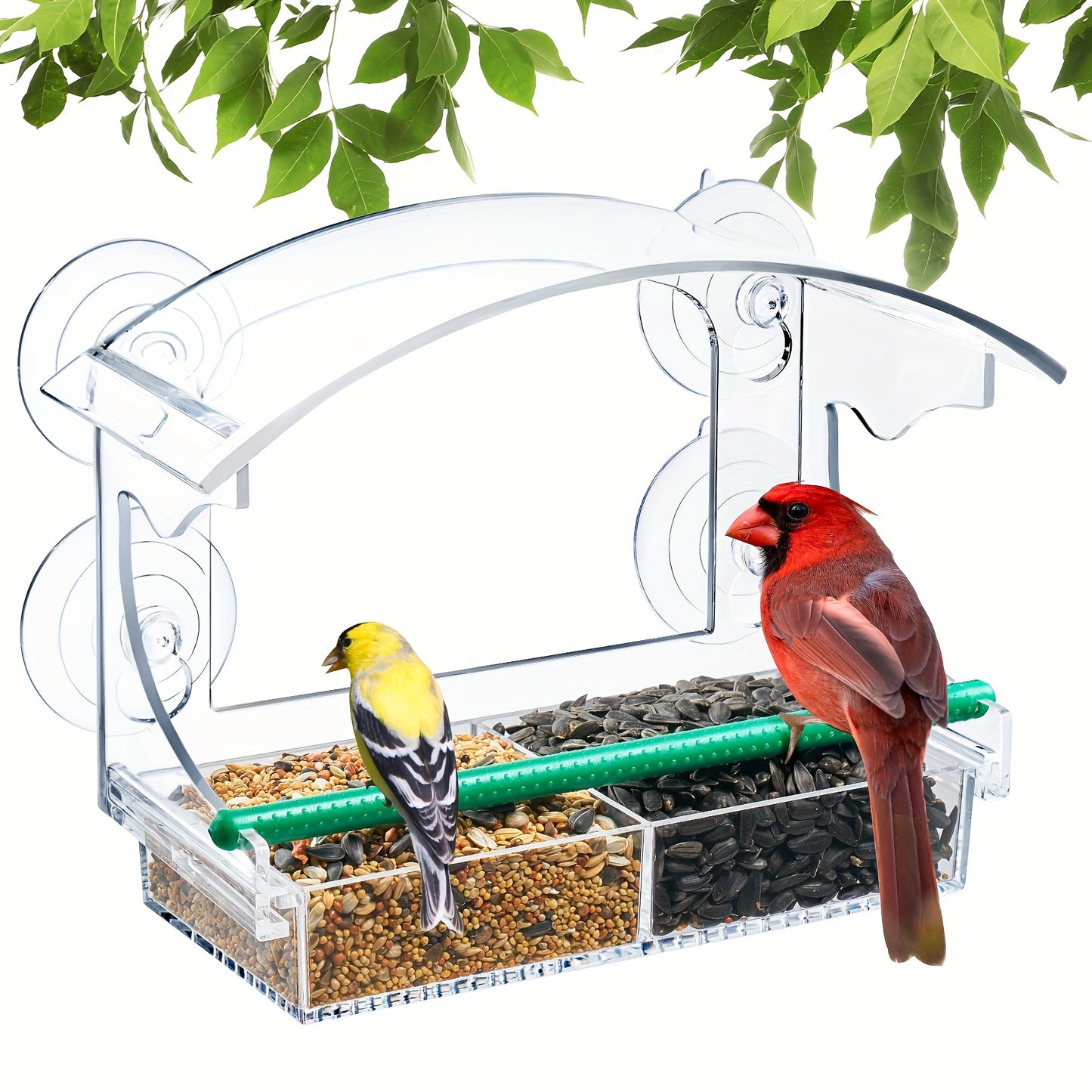 Kingsyard Window Mount Acrylic Bird Feeder For Cardinals
