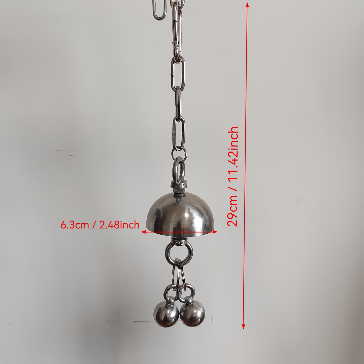 Stainless Steel Bird Bell Toy for Large Parrots Cage Decor
