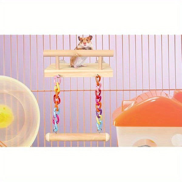 Bird Perches Cage Toys Parrot Wooden Platform Play Gym Exercise Stand with Acrylic Wood Swing Ferris Wheel Chewing for Green Cheeks Baby Lovebird Chinchilla Hamster Budgie