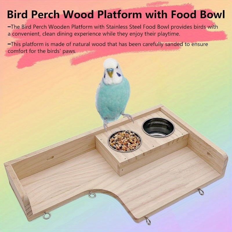 Multi Level Parrot Playground with Climbing Ladder Swing and Food Cups Heavy Duty Stainless Steel Bird Perch Platform Space Saving Cage Gym for Budgies Cockatiels Lovebirds and Finches Easy Clean Aviary Enrichment for Indoor Use