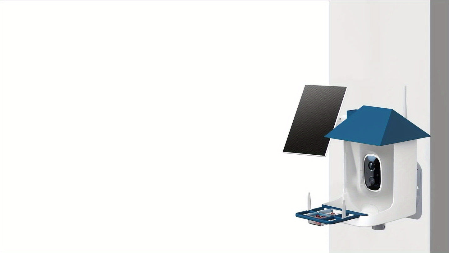 Smart Solar Powered Bird Feeder Camera 2K HD Video AI Bird Identification 11000 Species Real Time View Alerts 3W Solar Panel Outdoor Garden Bird Watching