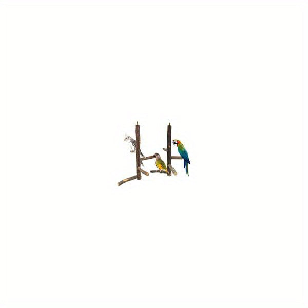 Bird Playground Parrot Perch Stand Toys Wood Play Gym Activity Center Exercise Playpen Ladder Swing with Feeder Cups Chewing Toy and Tray