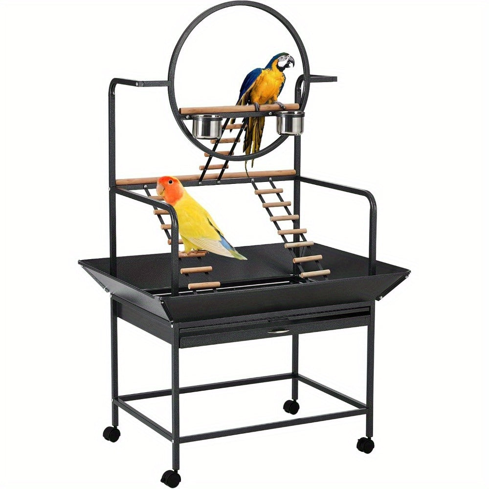 MERXENG Parrot Playstand With Wheels Heavy Duty Center