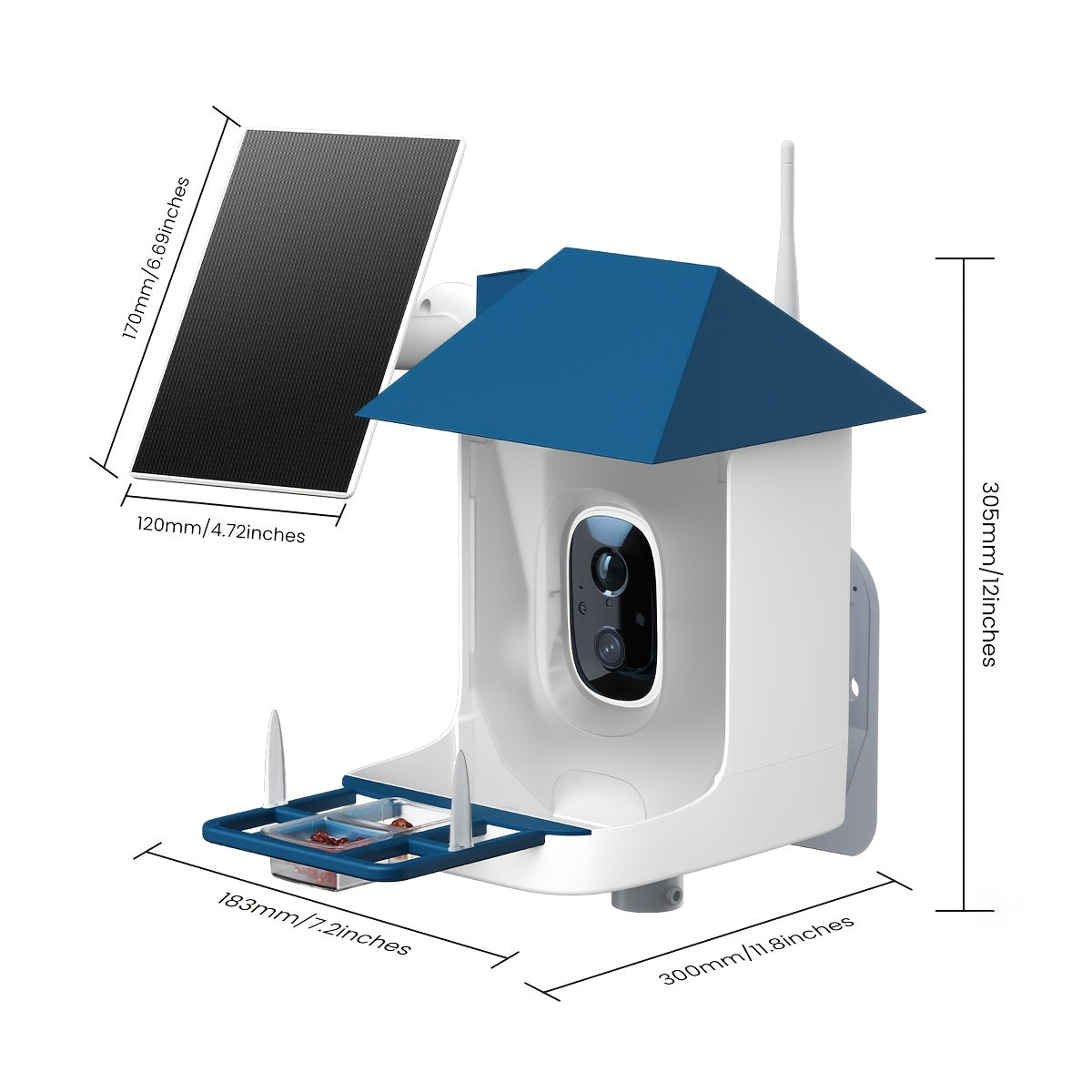 Smart Solar Powered Bird Feeder Camera 2K HD Video AI Bird Identification 11000 Species Real Time View Alerts 3W Solar Panel Outdoor Garden Bird Watching