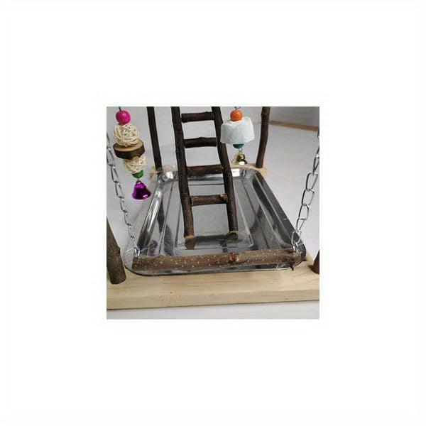 Parrots Playstand Bird Play Gym Stainless Steel and Wood Exercise Activity Center with Swings Ladders Chewing Toys Feeding Cups and Perch Stand for Conure Cockatiel Lovebirds Interactive Bird Playground for Mental and Physical Stimulation