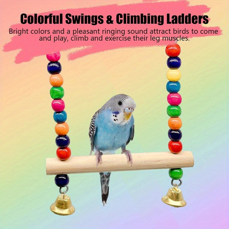 Multi Level Parrot Playground with Climbing Ladder Swing and Food Cups Heavy Duty Stainless Steel Bird Perch Platform Space Saving Cage Gym for Budgies Cockatiels Lovebirds and Finches Easy Clean Aviary Enrichment for Indoor Use