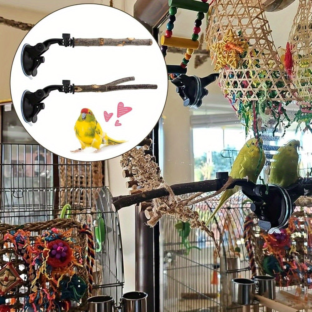 Movable Bird Rest Rack With Suction Cups PVC Windows