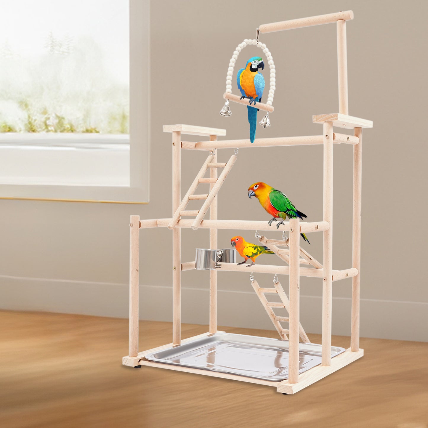 OUKANING Three Tier Bird Playstand Parrot Perch Gym