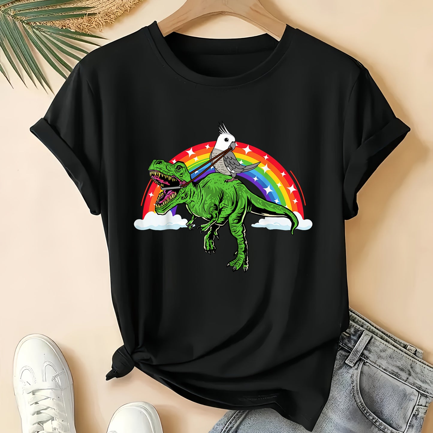 100% Cotton Parrot T-Shirt for Men and Women Black