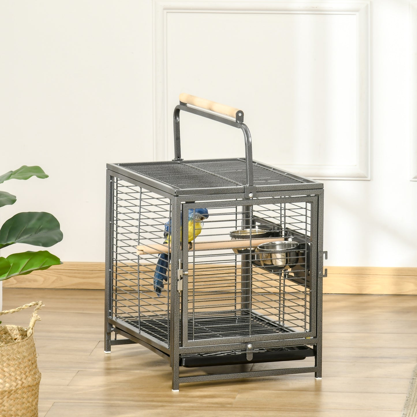 PawHut 18 Inch Heavy Duty Wrought Iron Bird Cage Carrier