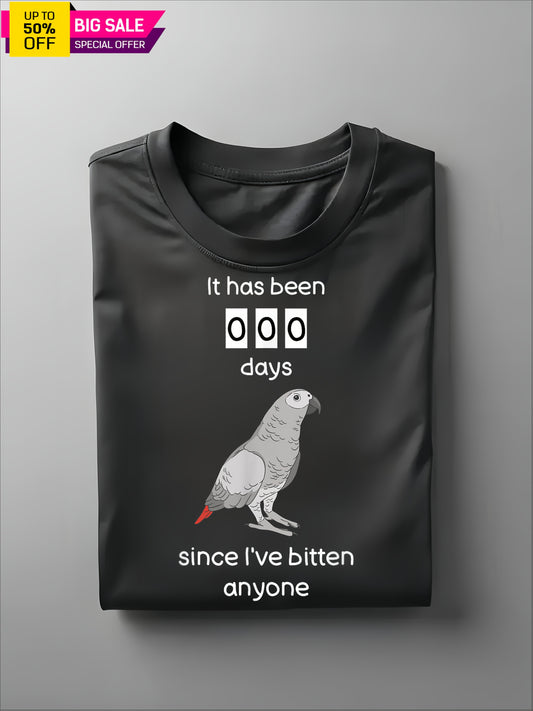 Humorous African Grey Parrot T-Shirt for Men 100% Cotton