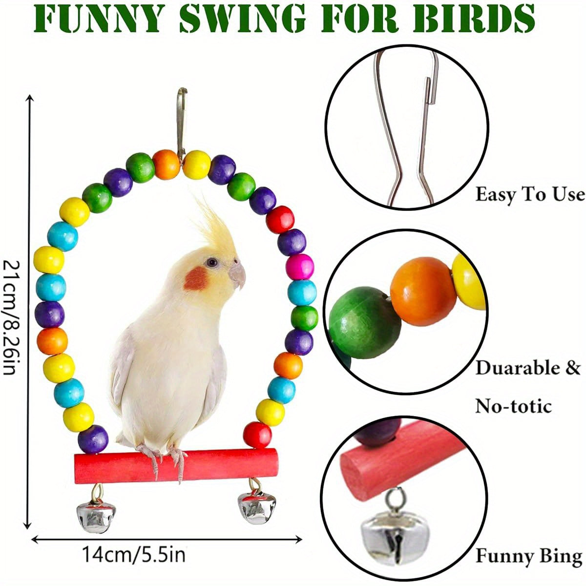 Bird Parakeet Cockatiel Toys Hammock Swing Climbing Ladders Wooden Perch Chewing Toy for Budgerigar Conures Love Birds Budgies
