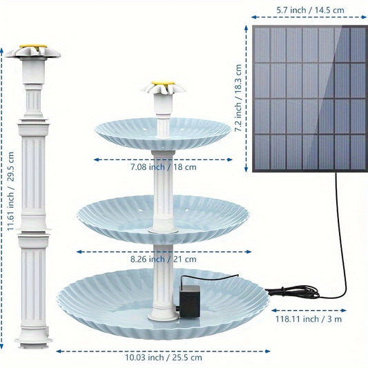 3.5W Solar Bird Bath Fountain Set Upgraded DIY Solar Fountain Detachable for Bird Bath Water Basin Garden Patio Pool Outdoor