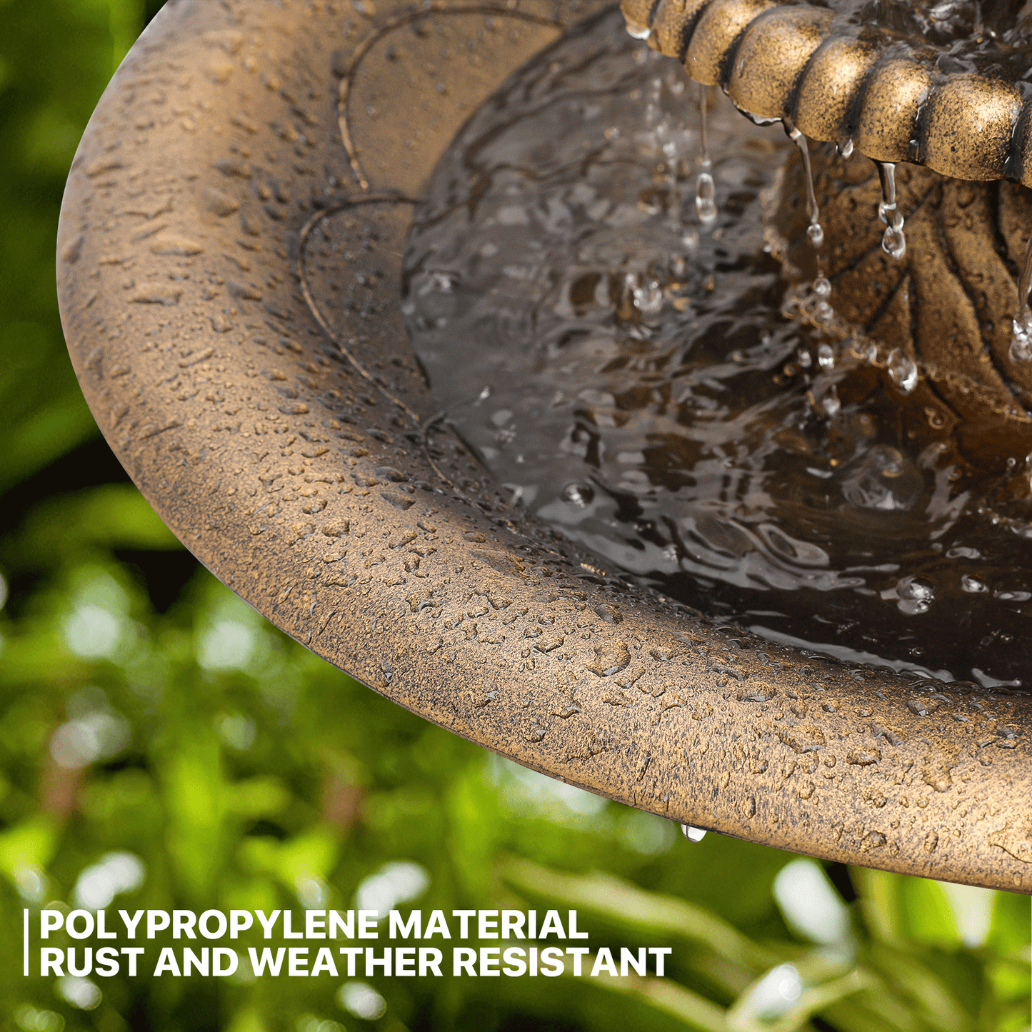 37 Inch Tiered Bird Bath Fountain Outdoor Pedestal Feature 5 Liter Capacity Weather Resistant Garden Decor for Patio Deck and Backyard