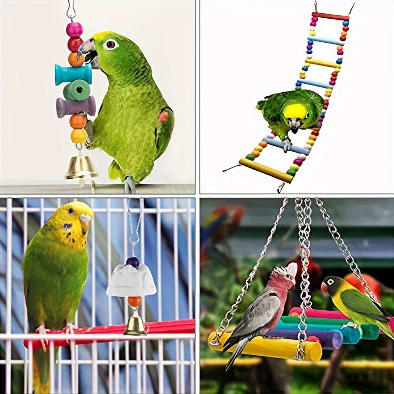 15 Pieces Ultimate Parakeet Toy Bundle Engage and Boost Your Parrots Mind with Colorful Durable Interactive Toys