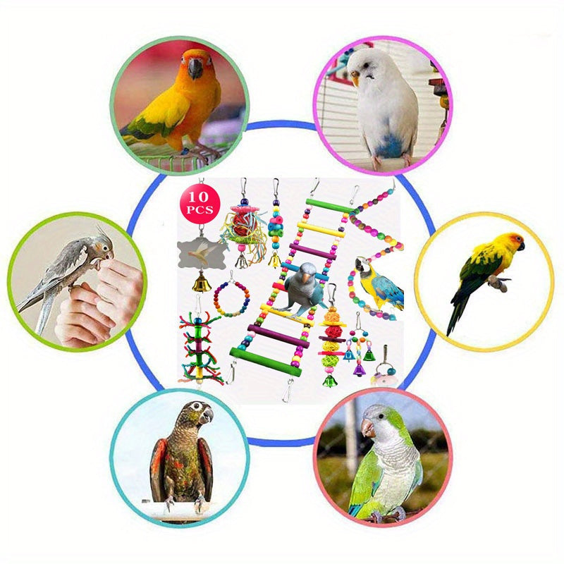 15 Pieces Ultimate Parakeet Toy Bundle Engage and Boost Your Parrots Mind with Colorful Durable Interactive Toys