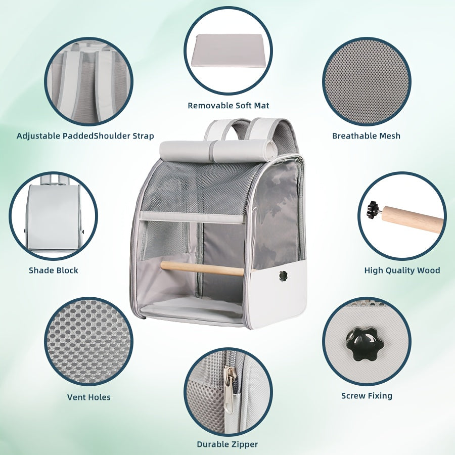 Portable Bird Travel Companion Bird Backpack Carrier With Standing Perch And Comfortable Mat For Outdoor Adventures