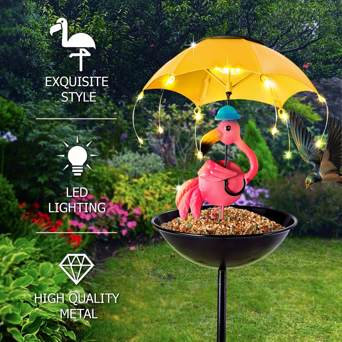 Solar Powered Animal Statue Light Hummingbird Squirrel