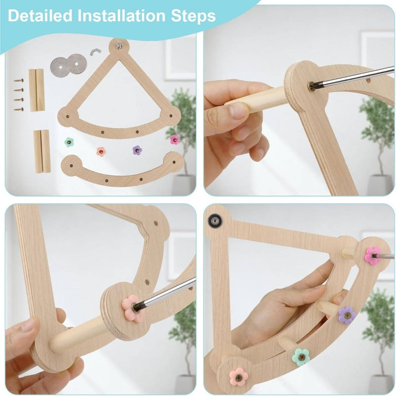 Wood Multilayer Bird Swing Playground With Chew Toys