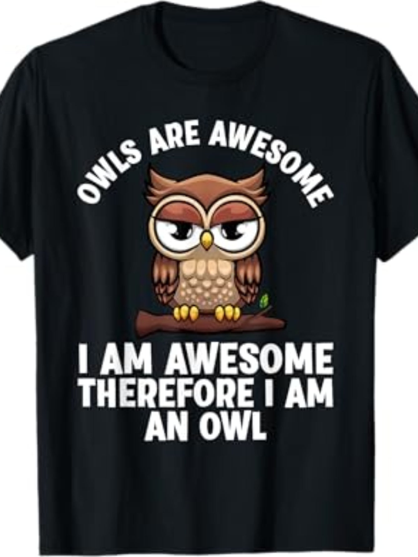Funny Owl Design T-Shirt for Men and Women Cotton Casual Wear 220g