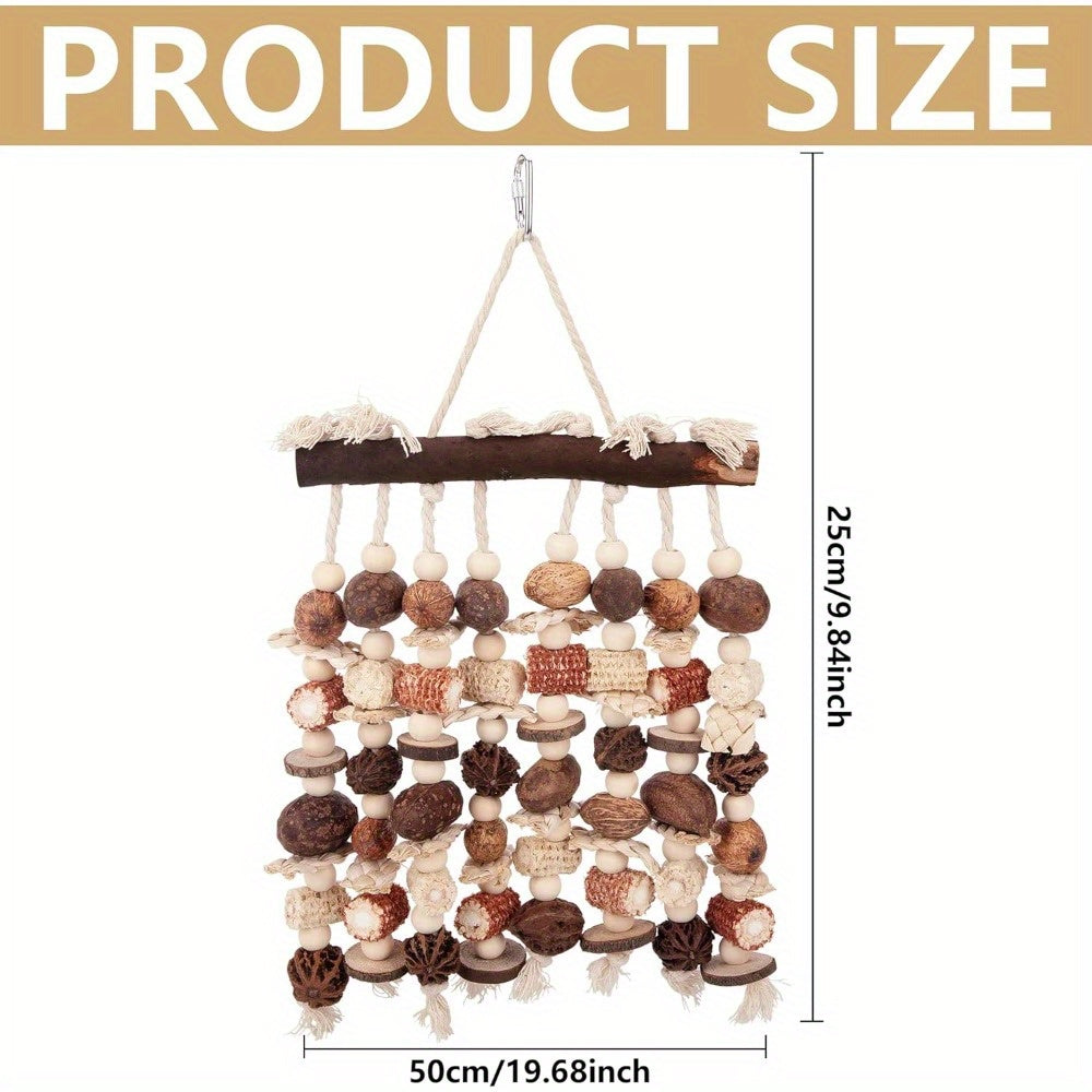DECOHS Natural Wooden Parrot Chew Toy With Dispenser