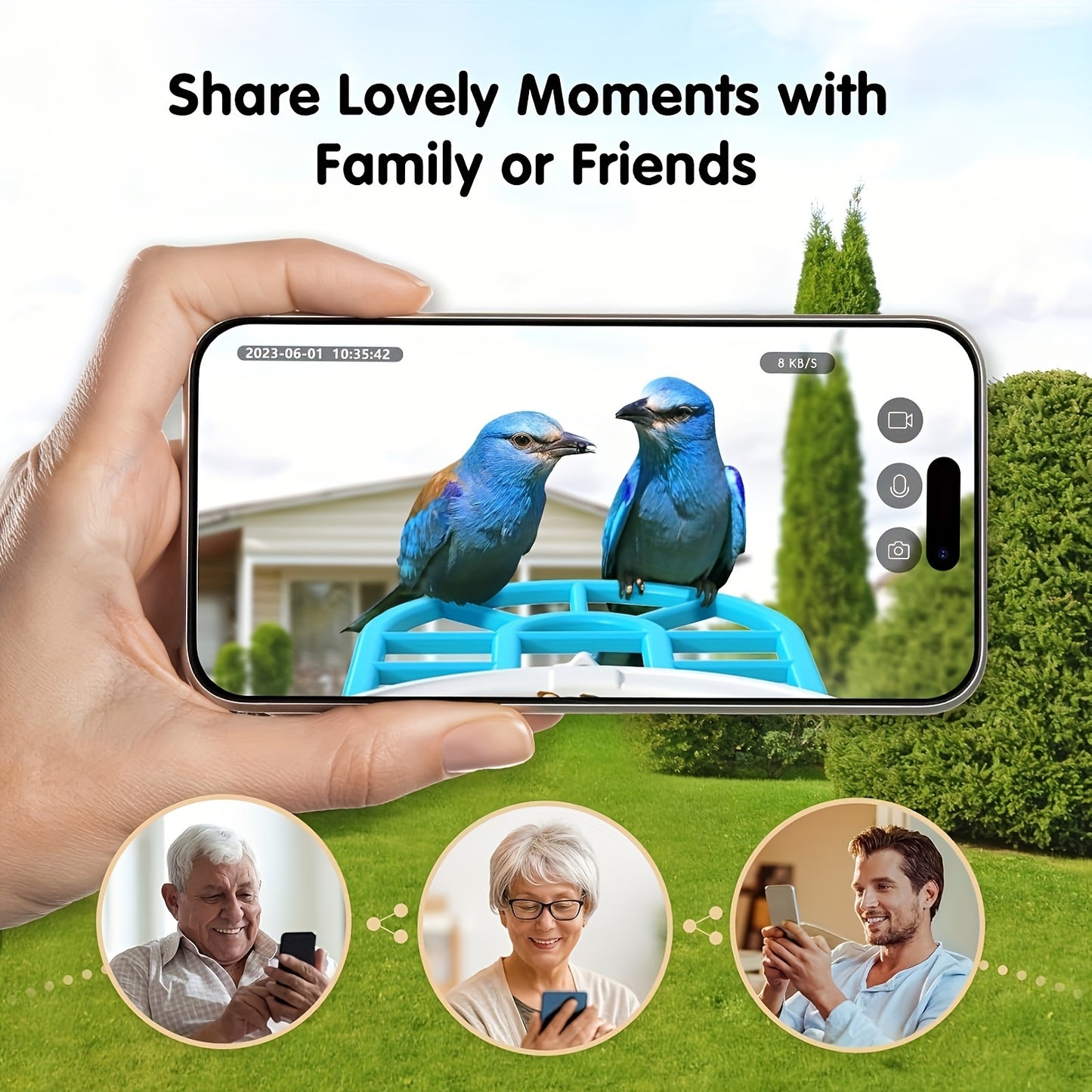 Solar Bird Feeder with Camera, 1080P HD Outdoor Watching