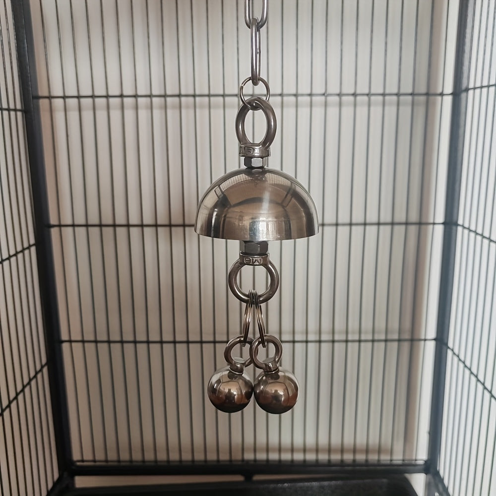 Stainless Steel Bird Bell Toy for Large Parrots Cage Decor
