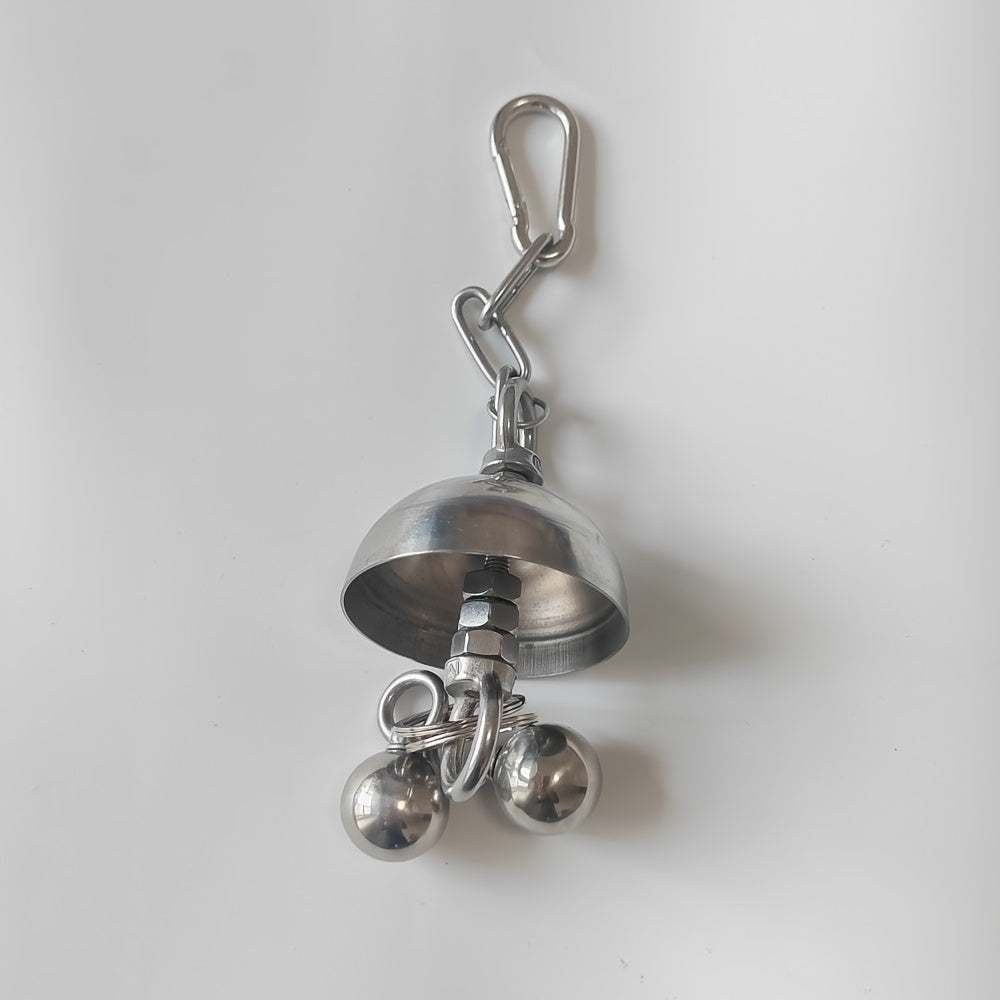 Stainless Steel Bird Bell Toy for Large Parrots Cage Decor
