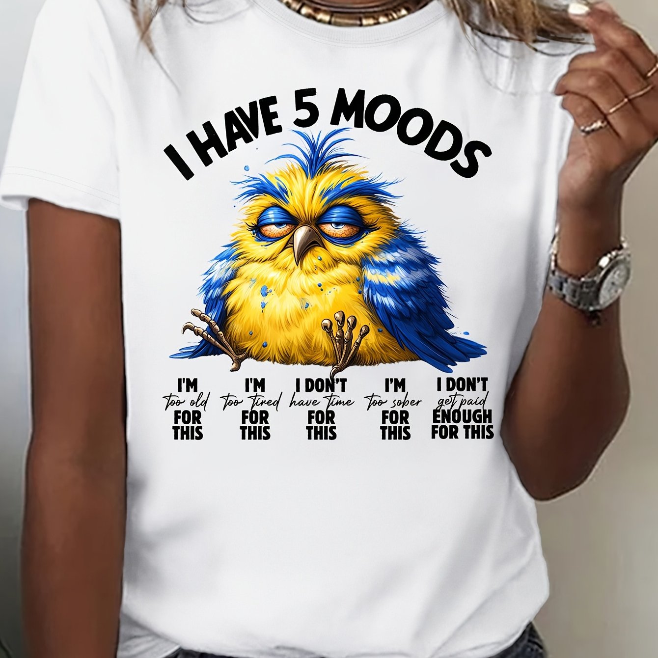 [Casual Outings] Women's Funny Sarcastic Bird Print T-Shirt