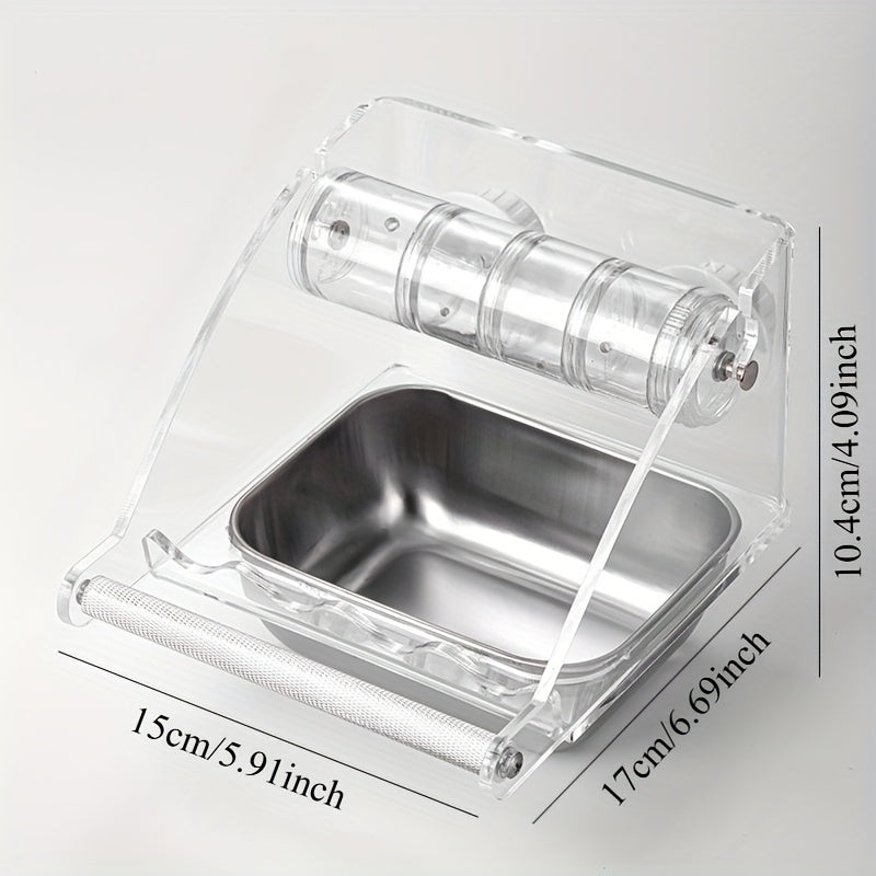 1pc Stainless Steel Transparent Non Slip Bird Cage Feeder Acrylic Parrot Foraging Station Multi Functional Parrot Food Bowl Monk Feeding Container Safe Hanging Pet Bird Feeder for Parrots Lovebirds Budgies