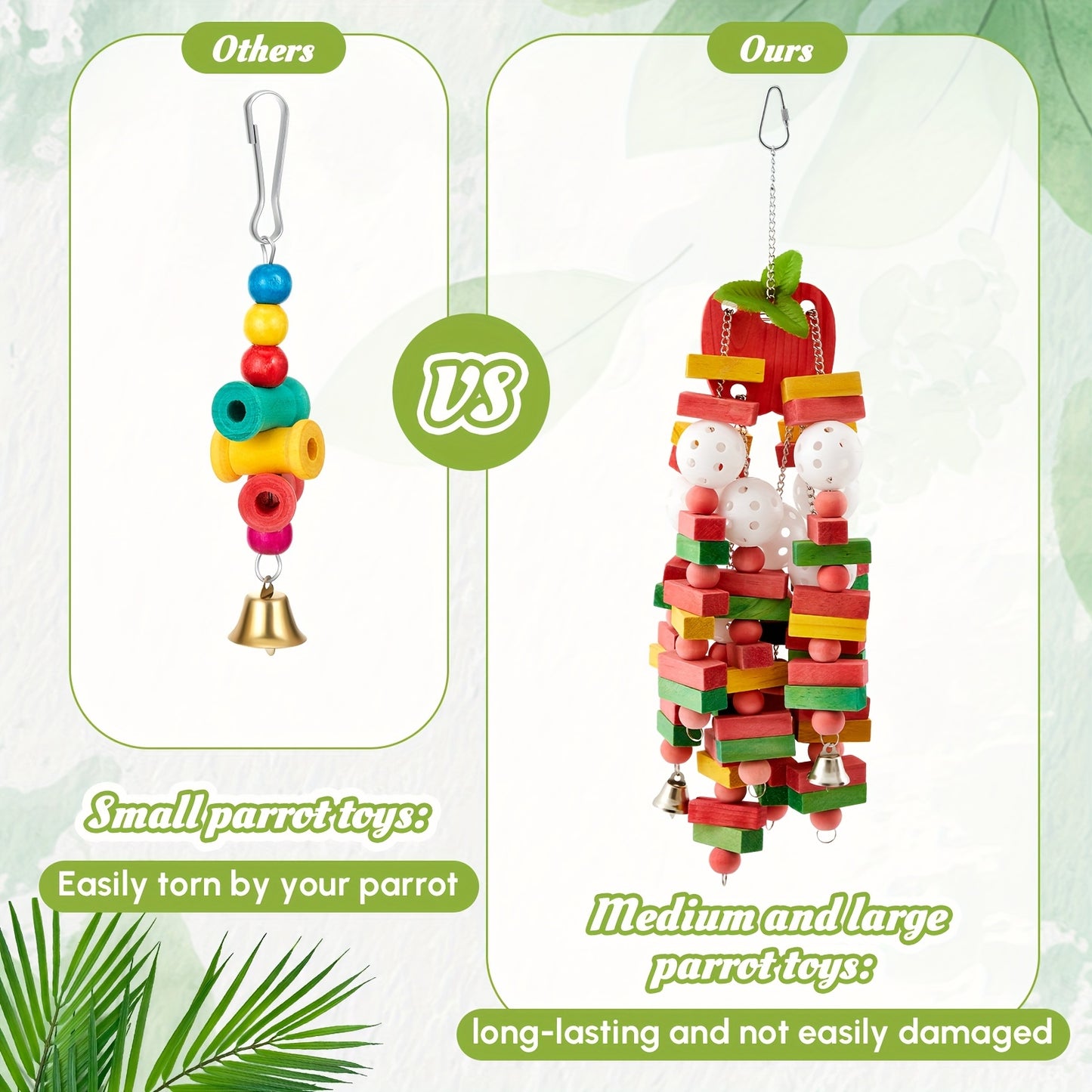 Durable Natural Wooden Parrot Chew Toy For Birds Activity