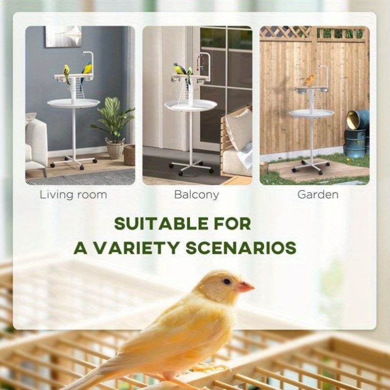 Bird Stand with Feeding Cups and Ladder for Parrots
